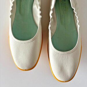 ECCO women's ballet flats, off-white leather w yellow sole, EU size 40